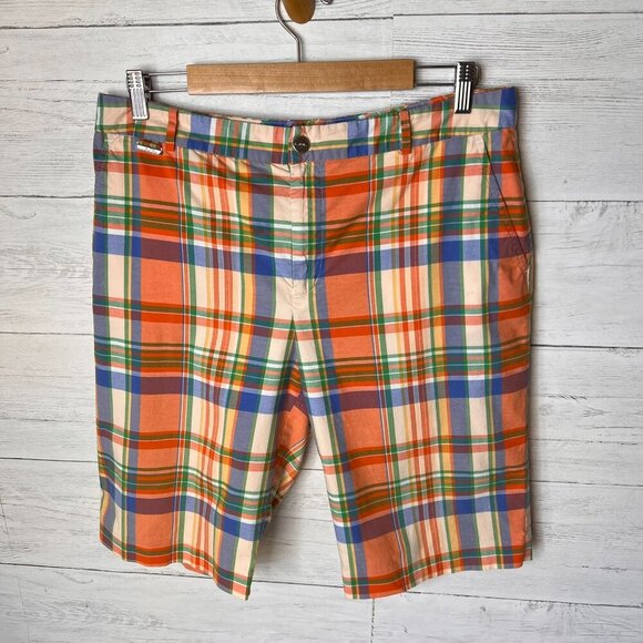 Lauren Ralph Lauren Shorts Womens Size 12 Colorful Plaid Bermuda Cotton Blend - Picture 3 of 16